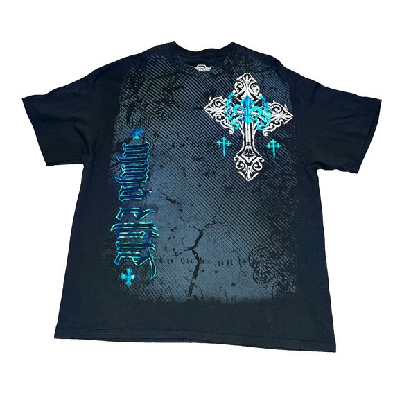 MMA Elite Vintage Y2K T Shirt Skull Goth Wing Cross Skate Grunge Sz 2XL - Picture 1 of 12